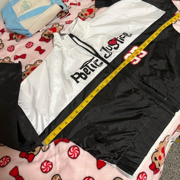 Tupac Poetic Justice Black White Colorblock Graphic Windbreaker  - Picture 6 of 8